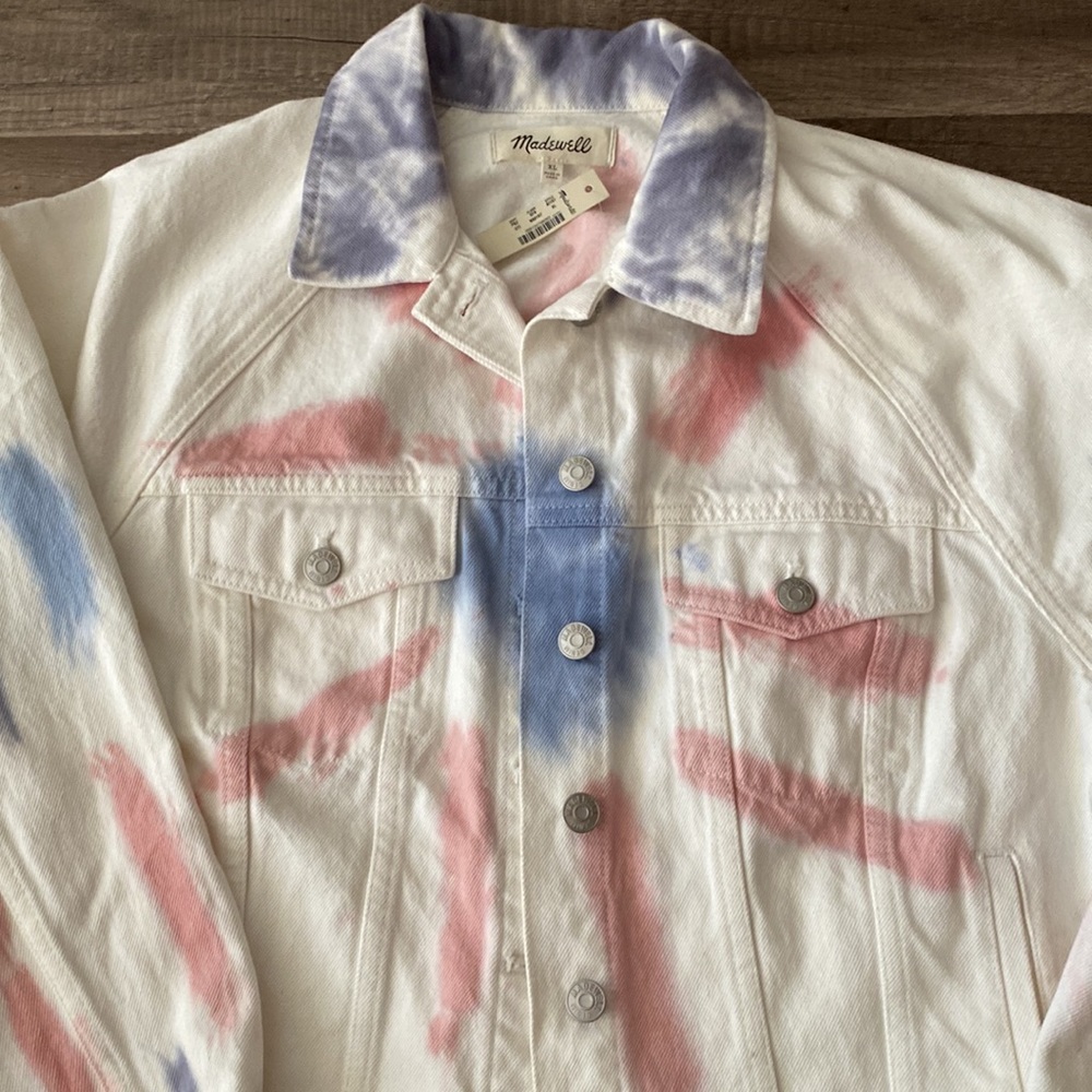 Madewell The Raglan Oversized Jean Jacket: Tie-Dyed Edition size XL - Picture 5 of 11
